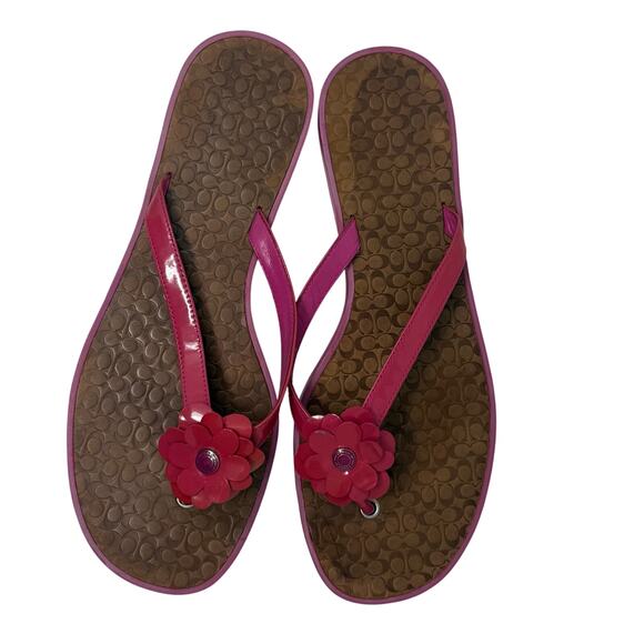 Coach Lindy Pink Flower Flip-Flop Sandals Women’s US 9 – Gently Used - Picture 1 of 5